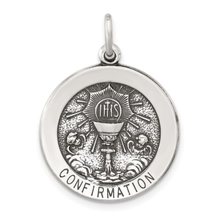 Sterling Silver Antiqued Solid Confirmation Pendant