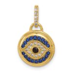 SS Gold-tone Black Rhodium CZ and Nano Crystal Evil Eye Pendant