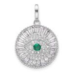 Sterling Silver Rhodium-plated CZ Evil Eye Pendant