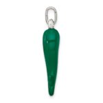 Sterling Silver Green Enamel Italian Horn Pendant - Image 2