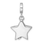 Sterling Silver Rhodium-plated Polished Star Ash Holder Bead/Pendant - Image 3