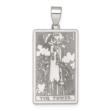 Sterling Silver The Tower Tarot Card Pendant