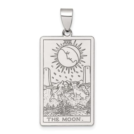 Sterling Silver The Moon Tarot Card Pendant