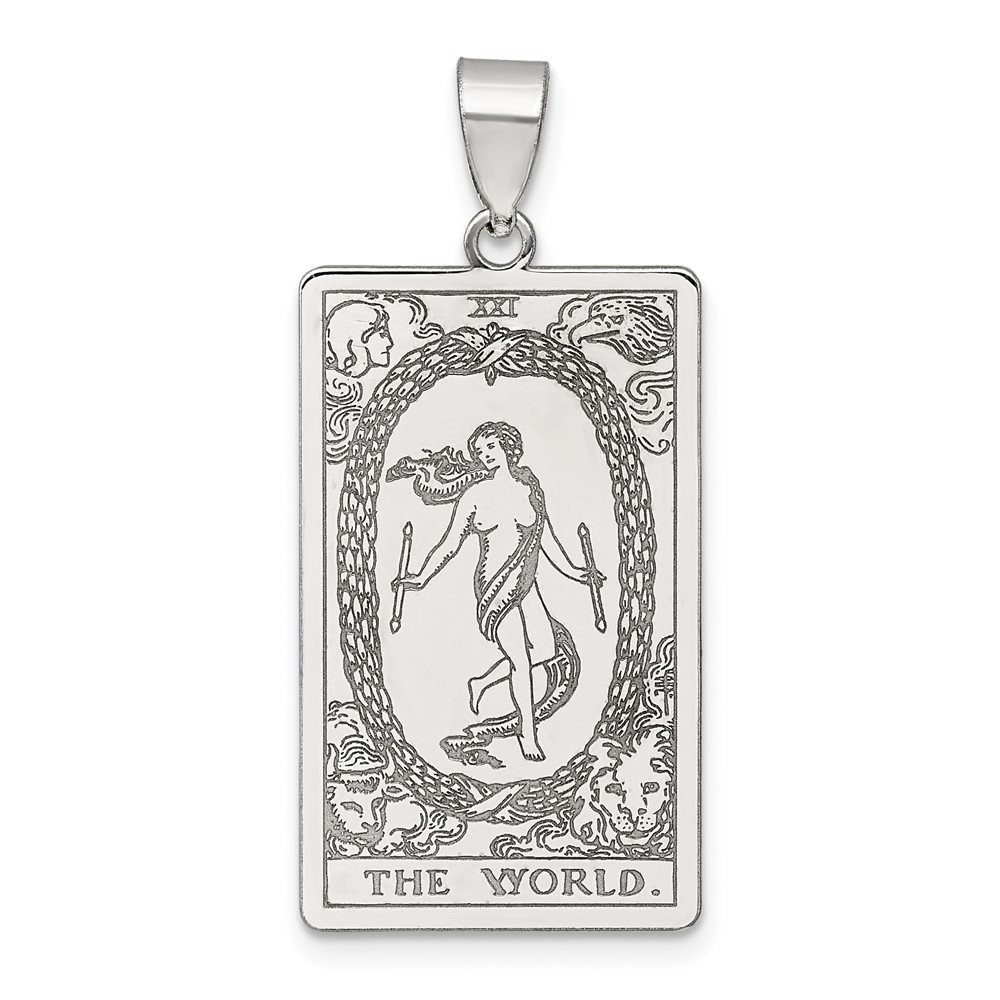 QC11531.jpg Sterling Silver The World Tarot Card Pendant - Image 1