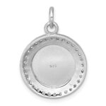 Sterling Silver Rhodium-plated Polished CZ Engraveable Circle Pendant - Image 3