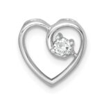 Sterling Silver Rhodium-plated Polished CZ Heart Chain Slide Pendant