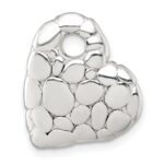 Sterling Silver Polished Pebbled Heart Chain Slide Pendant