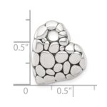 Sterling Silver Polished and Antiqued Pebbled Heart Chain Slide Pendant - Image 4