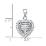Sterling Silver Rhodium-plated White CZ Heart Pendant - Image 4
