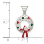 Sterling Silver Polished and Textured Enameled Wreath Charm - Image 4