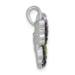 Sterling Silver Rhodium-plated Polished Purple/Green/Black Crystal Butterfly Pendant - Image 2