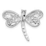 Sterling Silver Rhodium-plated Polished CZ Dragonfly Chain Slide Pendant - Image 3