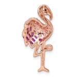 Sterling Silver Rose-tone CZ and Corundum Flamingo Chain Slide Pendant - Image 3