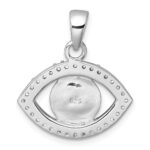 Sterling Silver Rhodium-plated Polished CZ and Glass Stone Evil Eye Pendant - Image 3