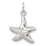 Sterling Silver Polished and Diamond-cut 3-D Starfish Charm