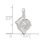 Sterling Silver Polished Vibrant Moving CZ 2-Dolphin Pendant - Image 4