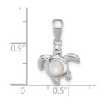 Sterling Silver Rhodium-plated Polished Mother of Pearl Turtle Pendant - Image 4