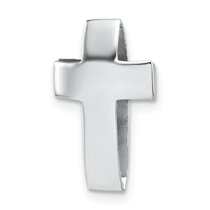 Sterling Silver Rhodium-plated Polished 3D Latin Cross Chain Slide Pendant
