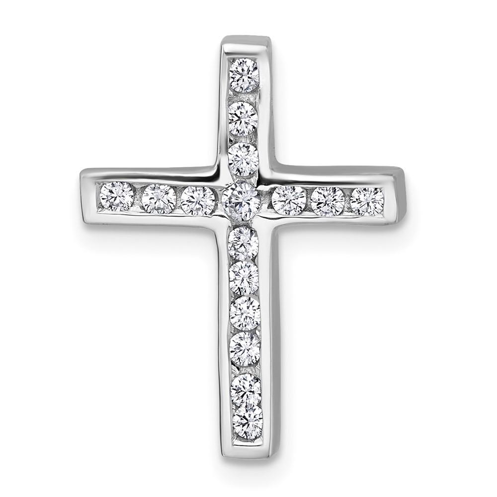 QC11607.jpg Sterling Silver Rhodium-plated Polished CZ Latin Cross Chain Slide Pendant - Image 1