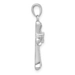 Sterling Silver Rhodium-plated Center CZ Fleur de Lis Cross Pendant - Image 2