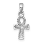 Sterling Silver Rhodium-plated Polished Small Ankh Cross Pendant - Image 3
