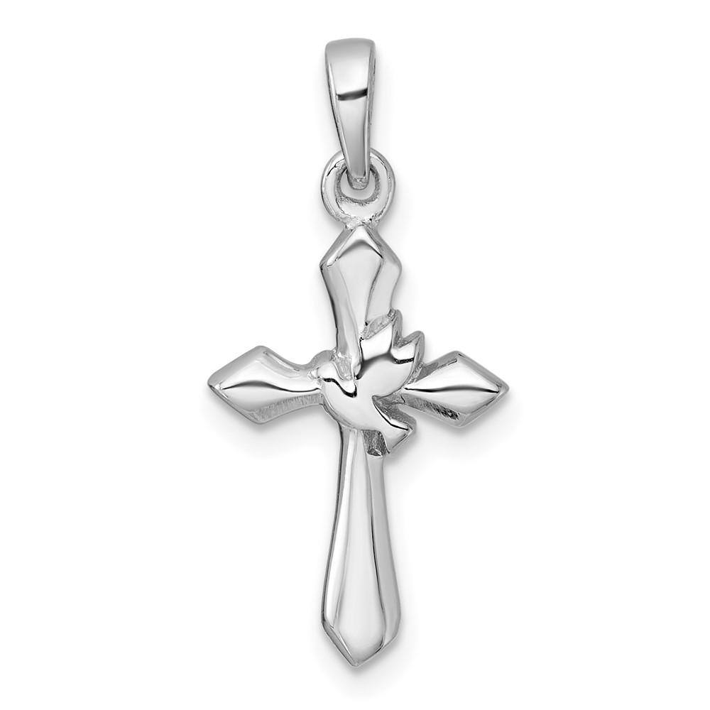 QC11617.jpg Sterling Silver Rhodium-plated Polished Cross With Dove Pendant - Image 1