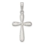 Sterling Silver Polished and Diamond-cut Cross Pendant
