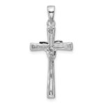 Sterling Silver Rhodium-plated CZ Polished Celtic Trinity Cross Pendant - Image 3