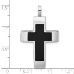 Sterling Silver Rhodium-plated Polished Black Resin Latin Cross Pendant - Image 4