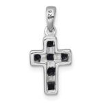 Sterling Silver Rhodium-plated Polished Onyx Latin Cross Pendant - Image 3