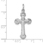 Sterling Silver Rhodium-plated Polished Fancy Budded Cross Pendant - Image 4
