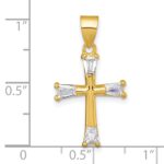 Sterling Silver Gold-tone Polished Tapered Baguette CZ Cross Pendant - Image 4