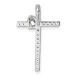 Sterling Silver Rhodium-plated with Gold-plated Heart Polished CZ Cross Chain Slide Pendant - Image 3