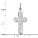 Sterling Silver Rhodium-plated Polished And Textured Crucifix Pendant - Image 4