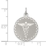 Sterling Silver Rhodium-plated Caduceus Disc - Image 3