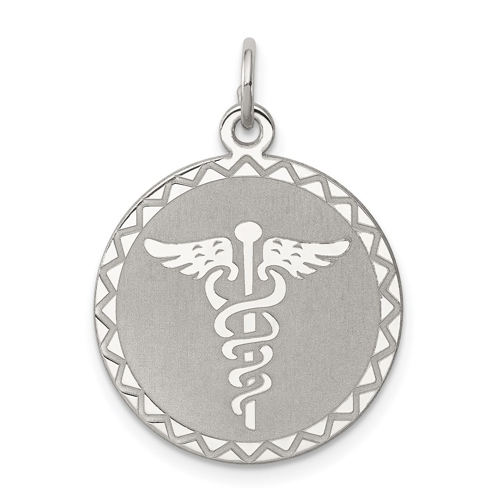 QC140.jpg Sterling Silver Rhodium-plated Caduceus Disc - Image 1
