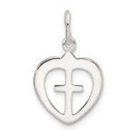 Sterling Silver Cross Heart Charm - Image 3