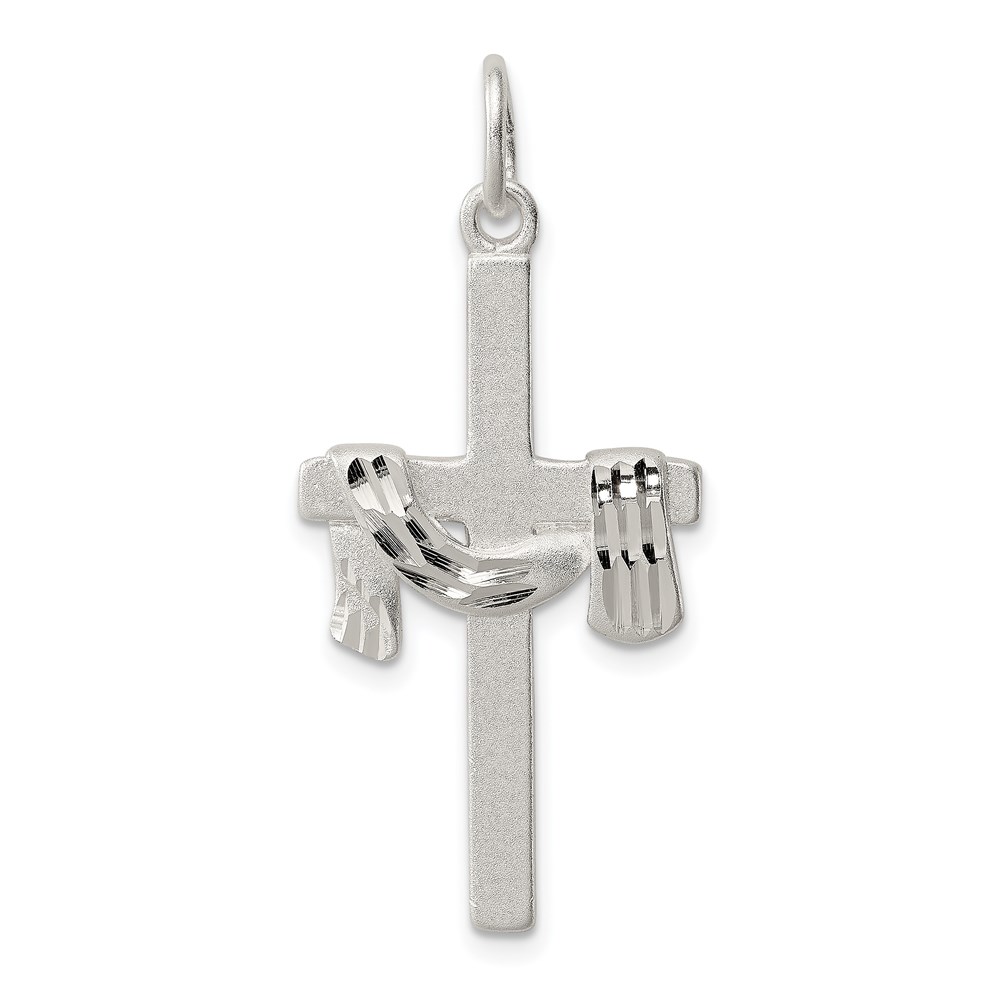 QC1906.jpg Sterling Silver Satin D/C Draped Cross Charm - Image 1