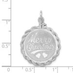 Sterling Silver Rhodium-plated Merry Christmas Disc Charm - Image 4
