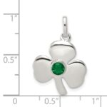 Sterling Silver Clover with Green Glass Charm - Image 3