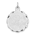 Sterling Silver Rhodium-plated A Date To Remember Disc Charm