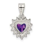 Sterling Silver Rhodium-plated Amethyst and CZ Pendant - Image 4
