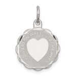 Sterling Silver Rhodium-plated Your Always In My Heart Disc Charm