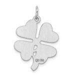Sterling Silver Rhodium-plated 4-leaf Clover Polished Disc Charm - Image 3