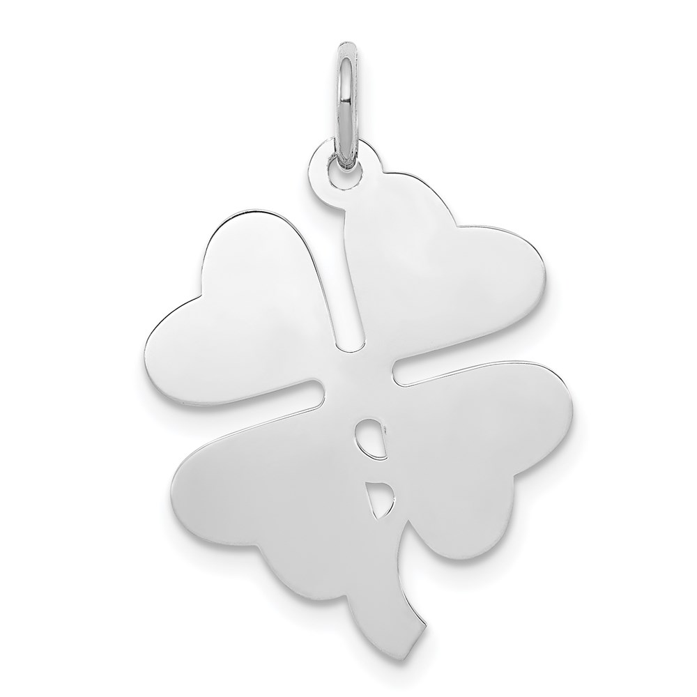 QC231.jpg Sterling Silver Rhodium-plated 4-leaf Clover Polished Disc Charm - Image 1