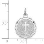 Sterling Silver Rhodium-plated Baptism Disc Charm - Image 3