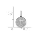 Sterling Silver Rhodium-plated Baptism Disc Charm - Image 4