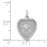 Sterling Silver Rh-plt Graduation Cap & Diploma Polished Disc Cha - Image 4