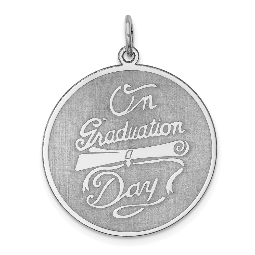 QC2440.jpg Sterling Silver Rhodium-plated On Graduation Day Disc Charm - Image 1