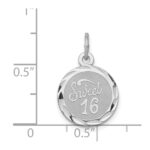 Sterling Silver Rhodium-plated Sweet Sixteen Disc Charm - Image 4